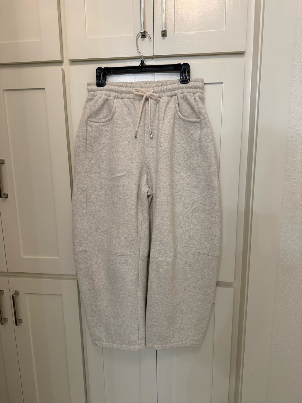 Kids Cozy Drawstring Sweatpants in Light Beige